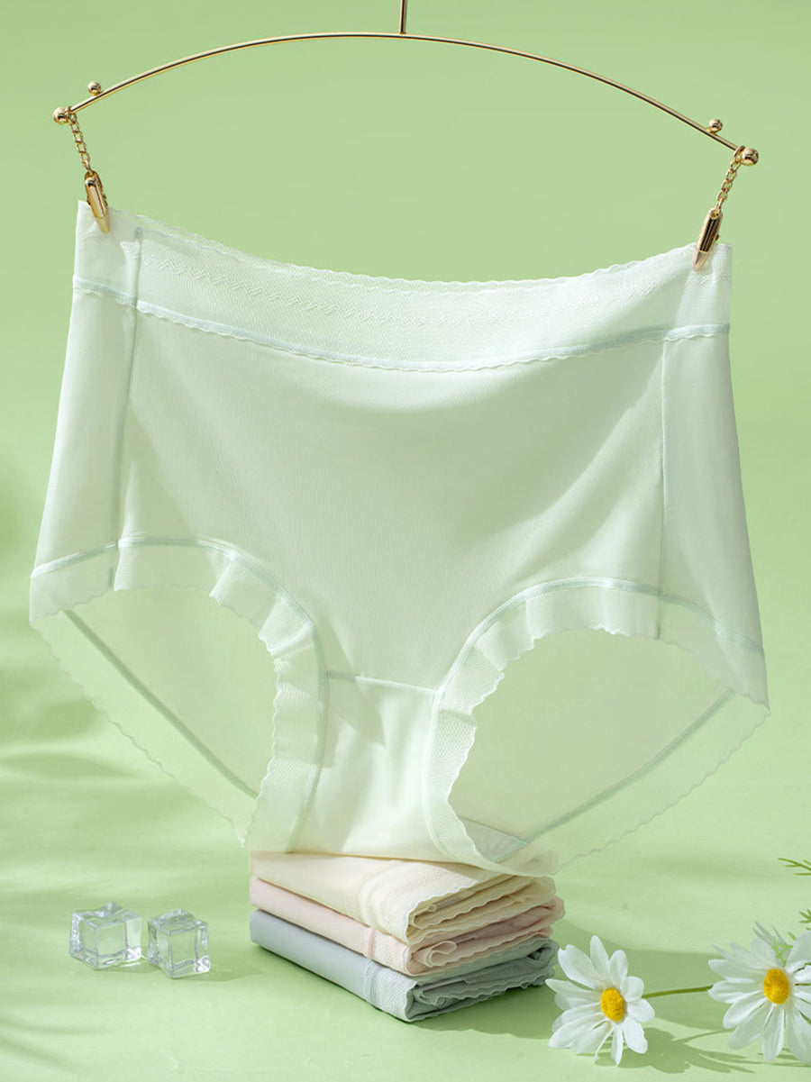 5 Pieces Summer Women Thin High Waist Underwear