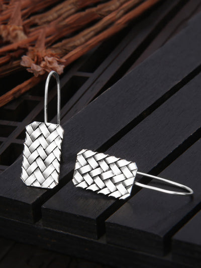 Women Vintage S925Silver Knitted Ethnic Earrings