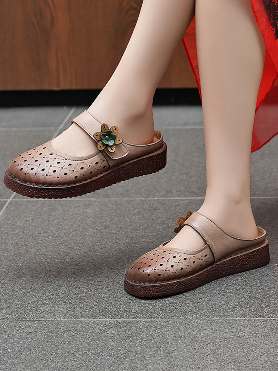 Women Summer Vintage Genuine Leather Sandals