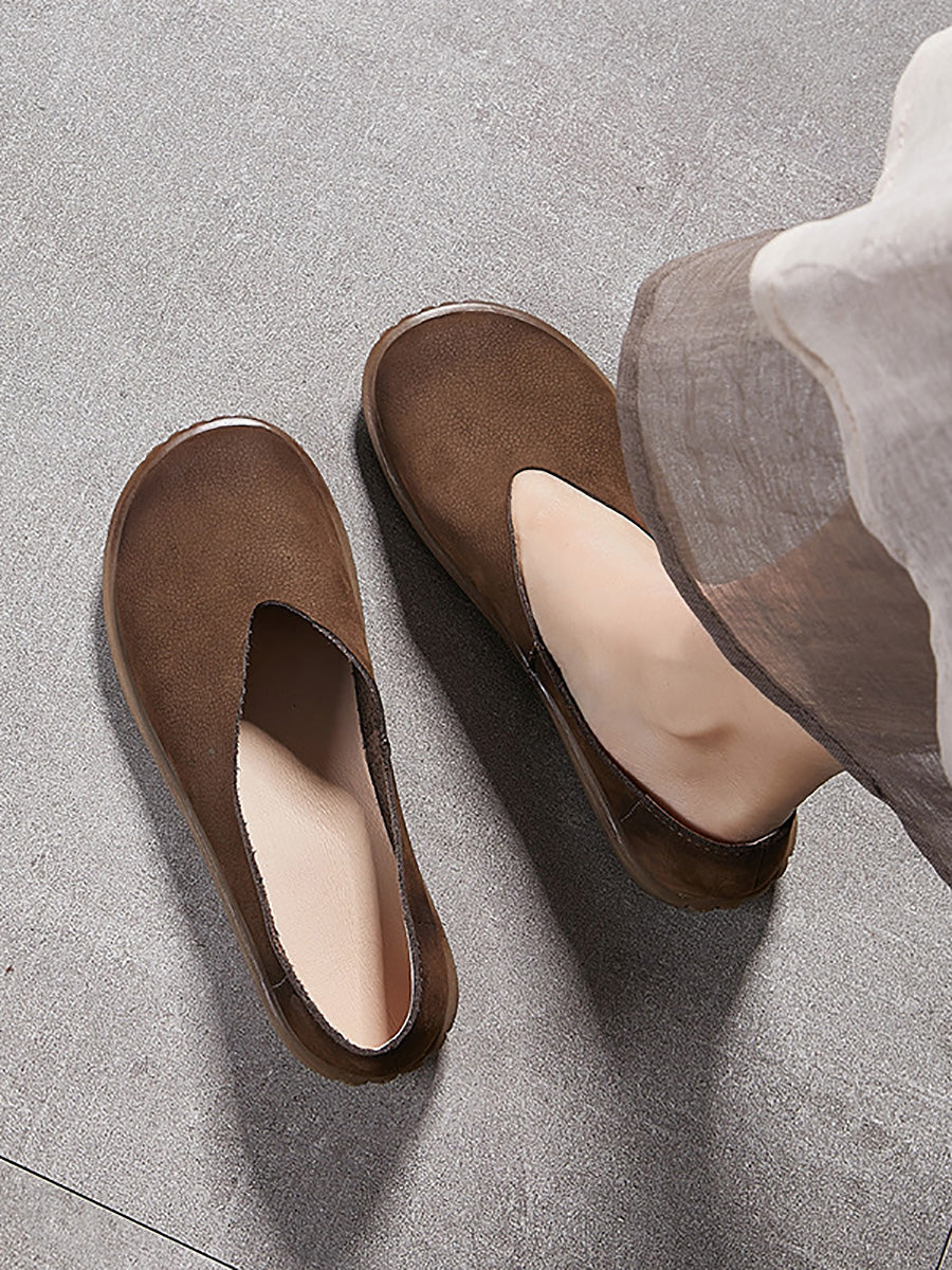 Women Summer Soft Genuine Leather Flat Shoes