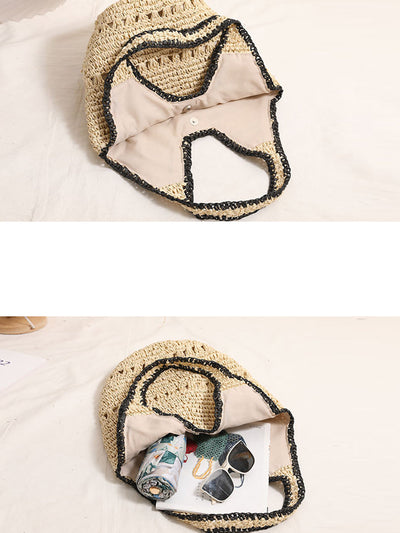 Women Casual Colorblock Weave Bag