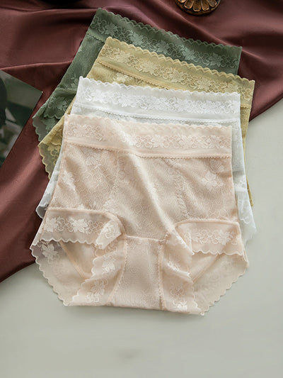 7 Pieces Summer Women Flower Lace High Waist Underwear