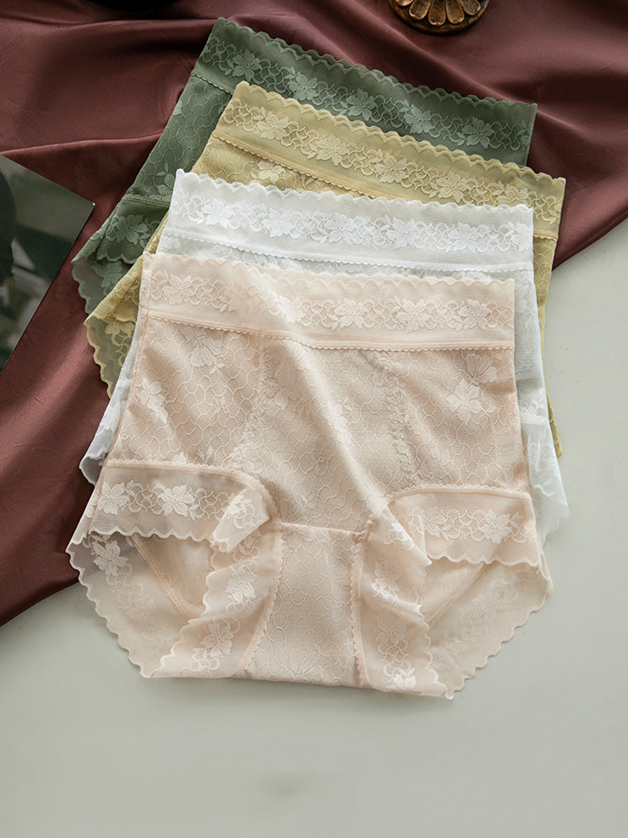 7 Pieces Summer Women Flower Lace High Waist Underwear