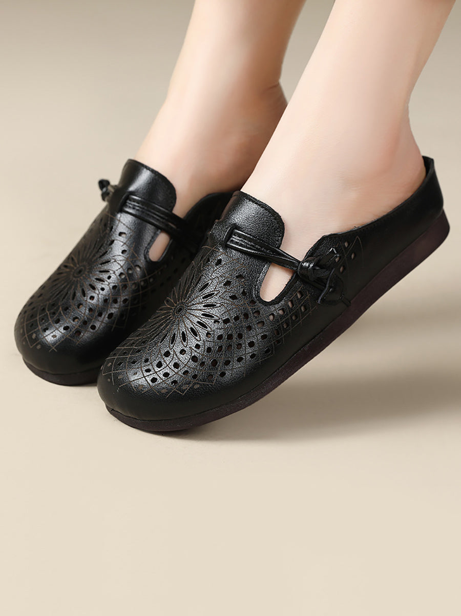 Women Summer Genuine Leather Hollow Out Shoes