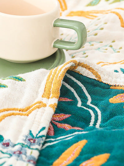 100%Cotton Queen Bedcover Flower Tassel Sofa Blanket