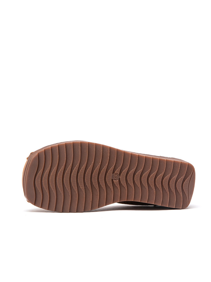 Women Summer Flower Soft Leather Platform Shoes