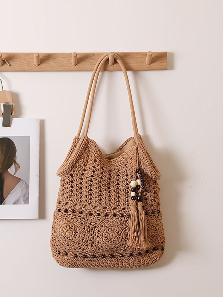 Women Vintage Cotton Weave Shoulder Bag Beach Bag