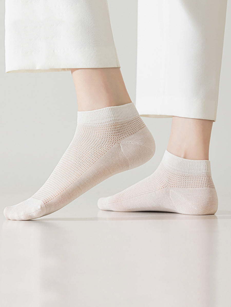 5 Pairs Women Summer Pure Color Short Socks