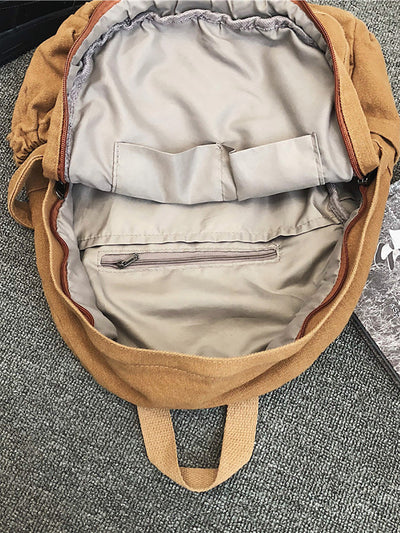 Women Casual Pure Color Canvas Backpack