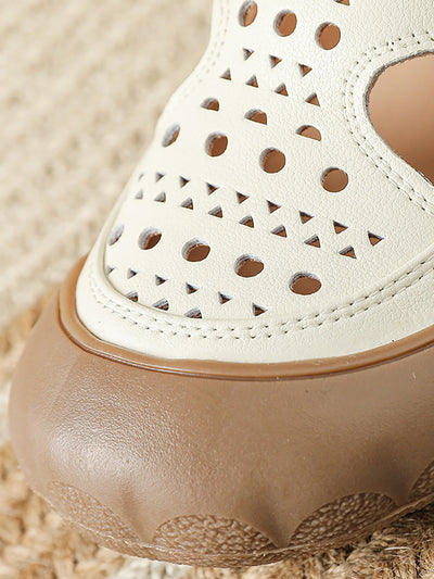 Women Summer Casual Genuine Leather Flat Sandals