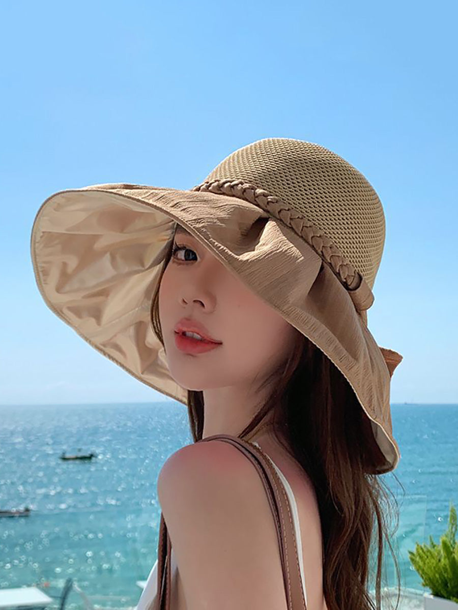 Women Summer Artsy Straw Spliced Sunproof Hat