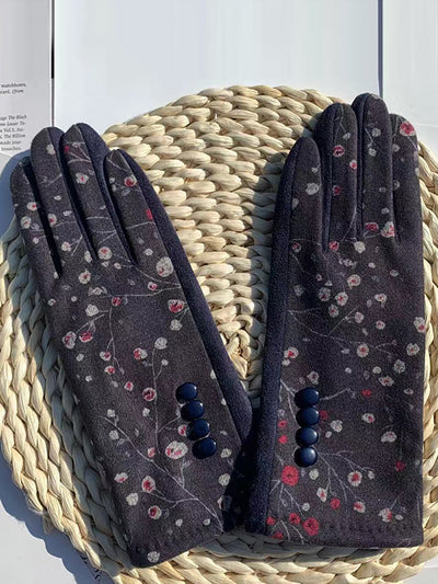 Winter Outdoor Floral Windproof Fashion Gloves