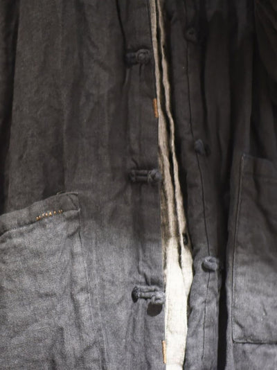 Women Winter Casual Pure Color Linen Padded Long Coat