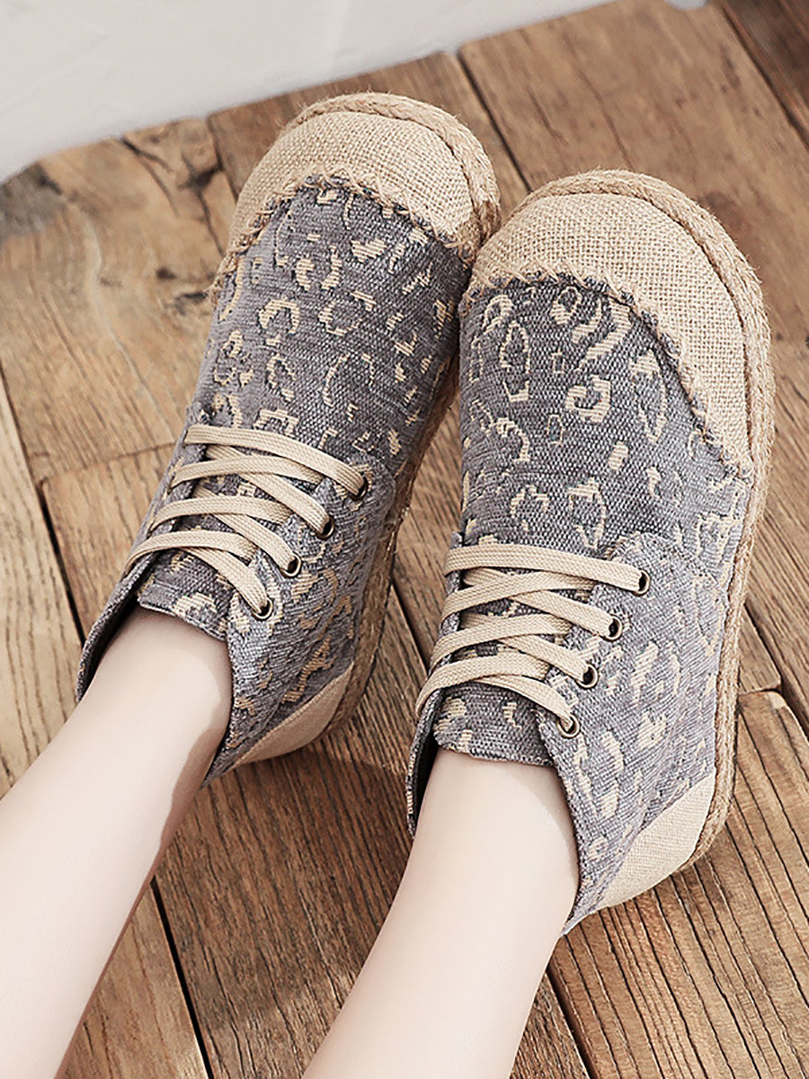Women Ethnic Print Linen Cotton Shoes