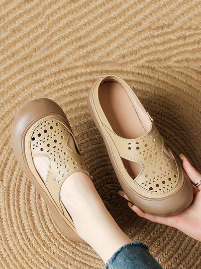 Women Summer Casual Genuine Leather Flat Sandals