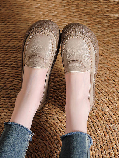 Women Summer Casual Genuine Leather Platform Shoes