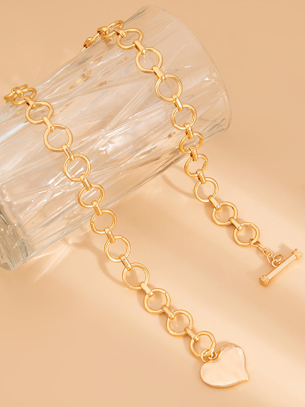 Normcore Chains Geometric Heart Shape Necklaces Accessories