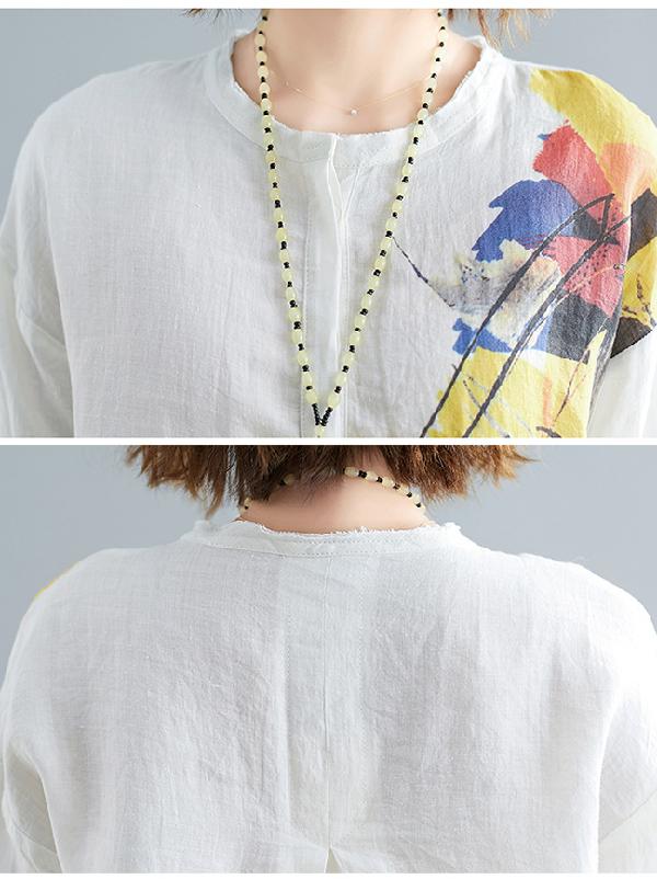 Printed Shirt + Solid Wide Leg Pants