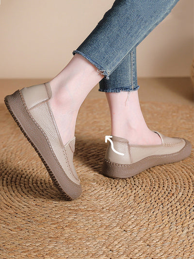 Women Summer Casual Genuine Leather Platform Shoes