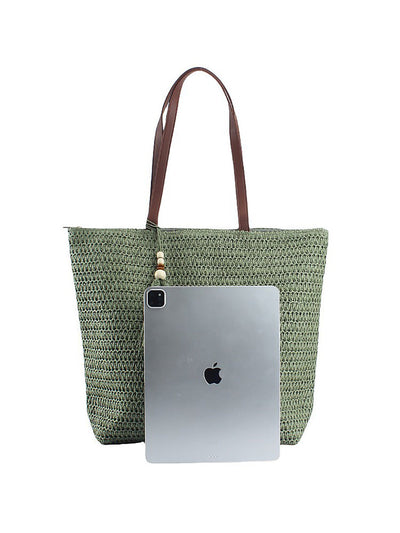 Women Summer Pure Color Straw Weave Shoulder Bag