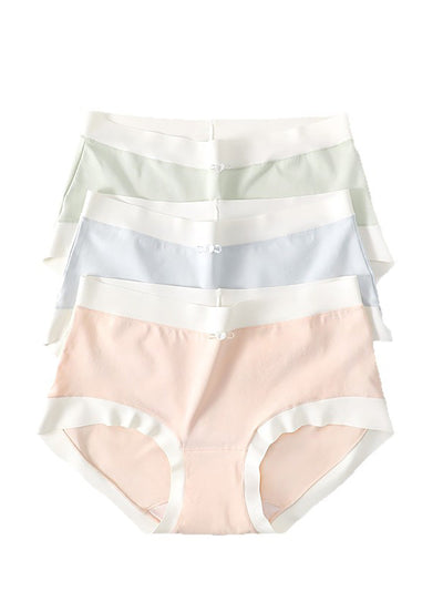 6 Pieces Summer Women Colorblock High Waist Cotton Underwear