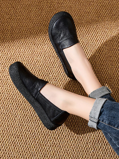 Women Summer Casual Genuine Leather Flat Shoes