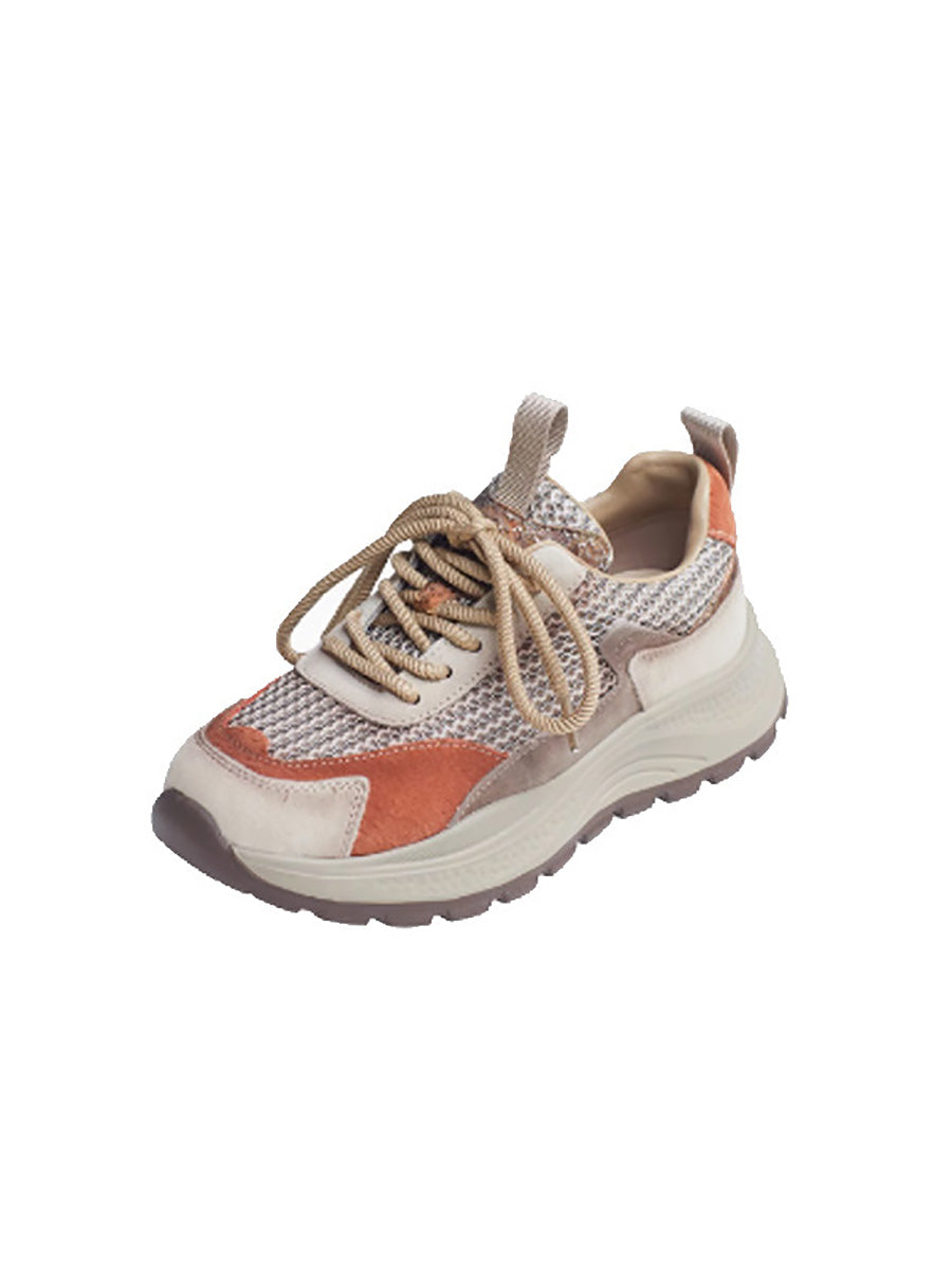 Women Spring Casual Leather Mesh Platform Sport Shoes