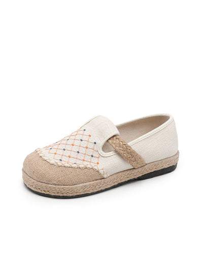 Women Vintage Rhomboids Knitted Canvas Shoes