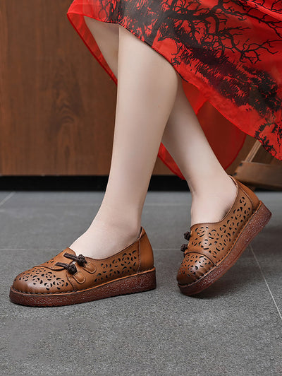 Women Summer Ethnic Hollow Out Low Heel Shoes