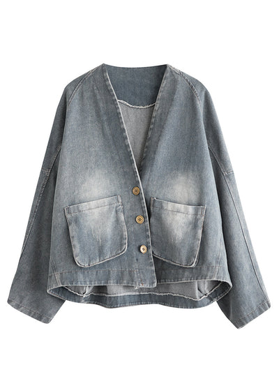 Women Retro Washed Spring Denim Short Coat