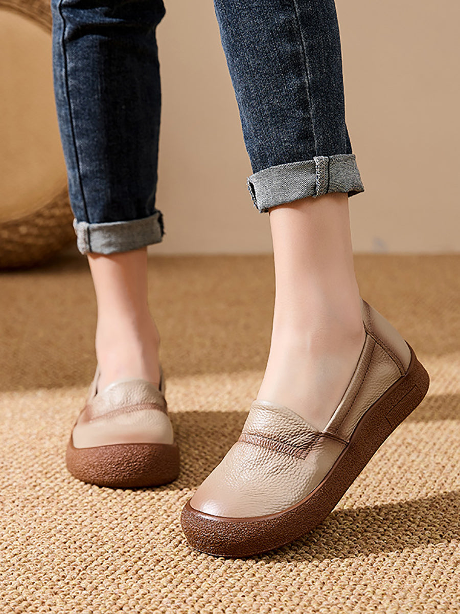 Women Summer Casual Genuine Leather Flat Shoes
