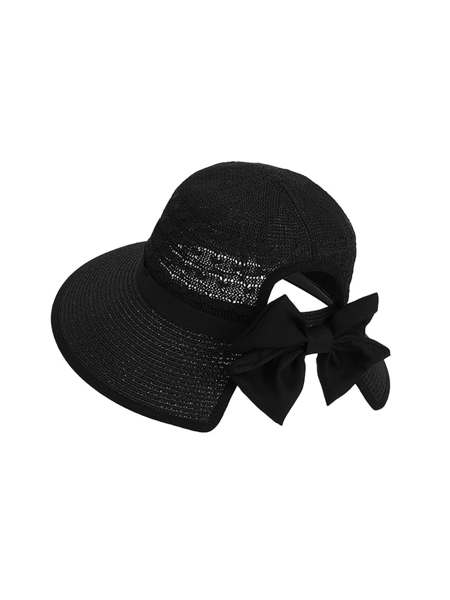 Women Summer Straw Weave Bowknot Sunproof Hat