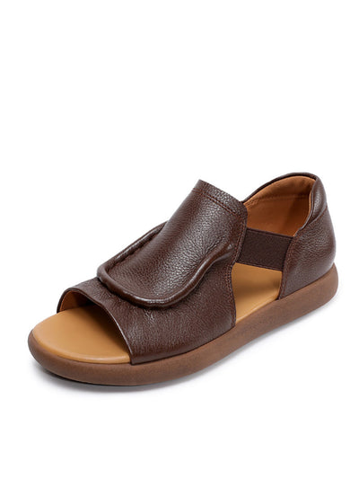 Women Summer Leather Open-Toe Flat Sandals