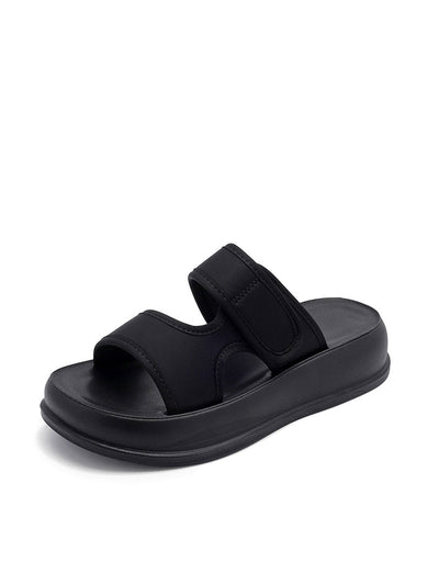 Women Summer Casual Genuine Leather Platform Slippers