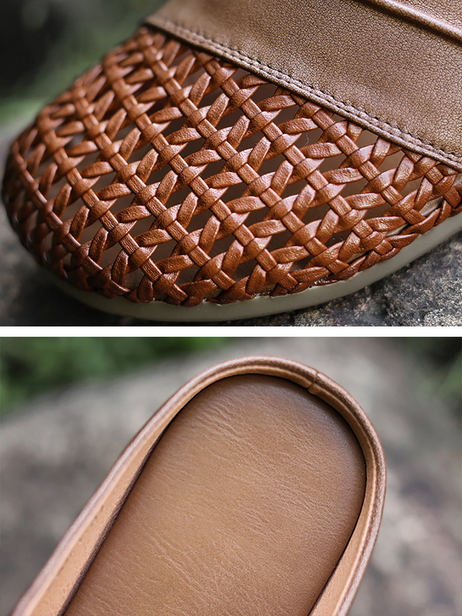 Women Casual Summer Leather Spliced Slippers