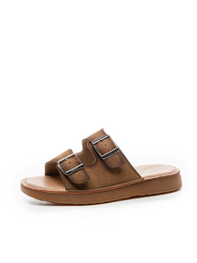 Women Summer Casual Genuine Leather Flat Slippers