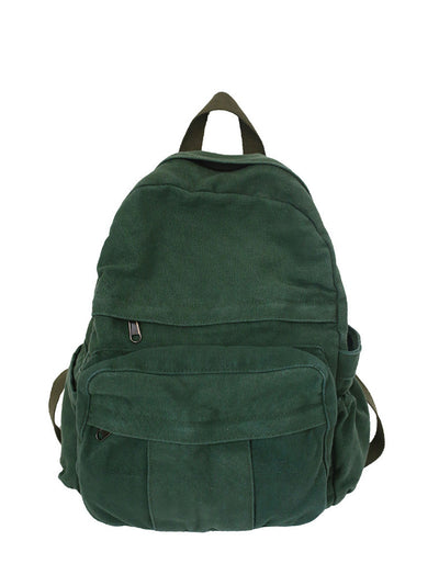 Women Casual Pure Color Canvas Backpack