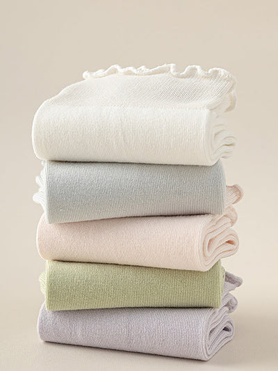 5 Pairs Women Summer Pure Color Cotton Socks