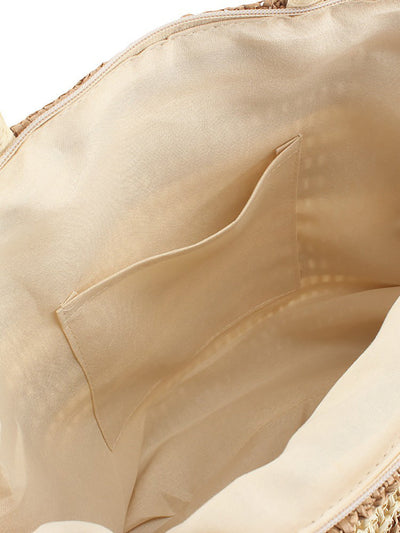 Women Fashion Colorblock Straw Weave Shoulder Bag