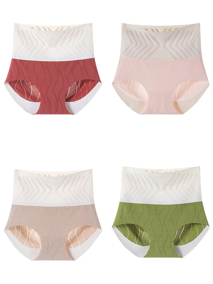 4 Pieces Summer Women Colorblock High Waist Underwear