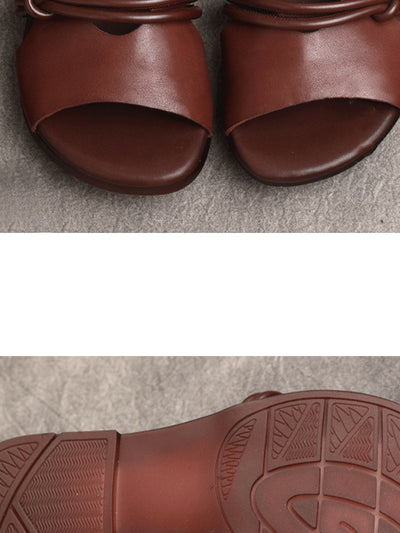Women Summer Genuine Leather Open Toe Sandals