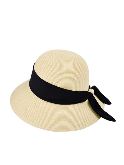 Women Summer Artsy Colorblock Sunproof Straw Hat