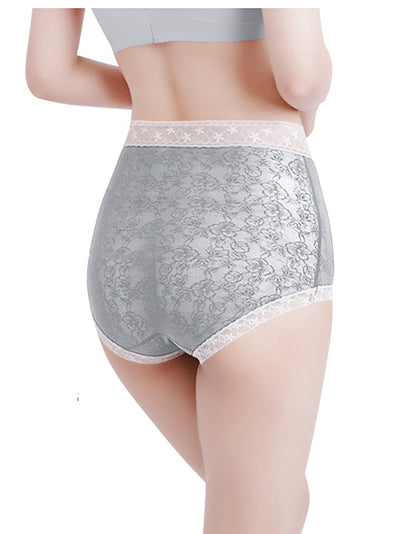6 Pieces Summer Women Flower Jacquard High Waist Underwear