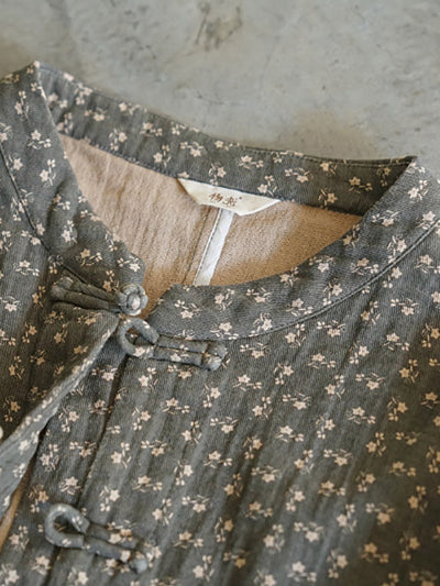 Plus Size Women Ethnic Autumn Floral Button-up Cotton Coat