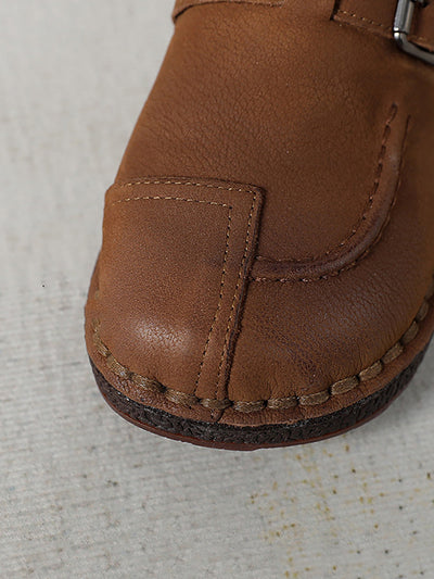 Women Vintage Summer Genuine Leather Flat Shoes