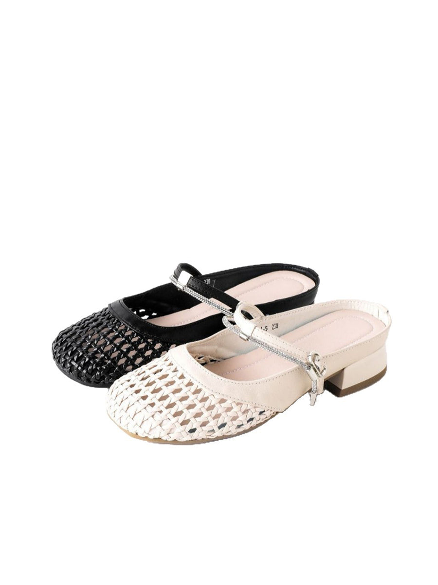 Women Summer Casual Genuine Leather Weave Sandals