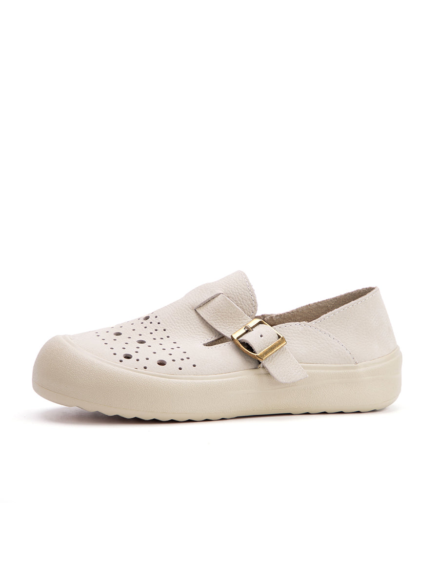 Women Summer Vintage Genuine Leather Flat Shoes