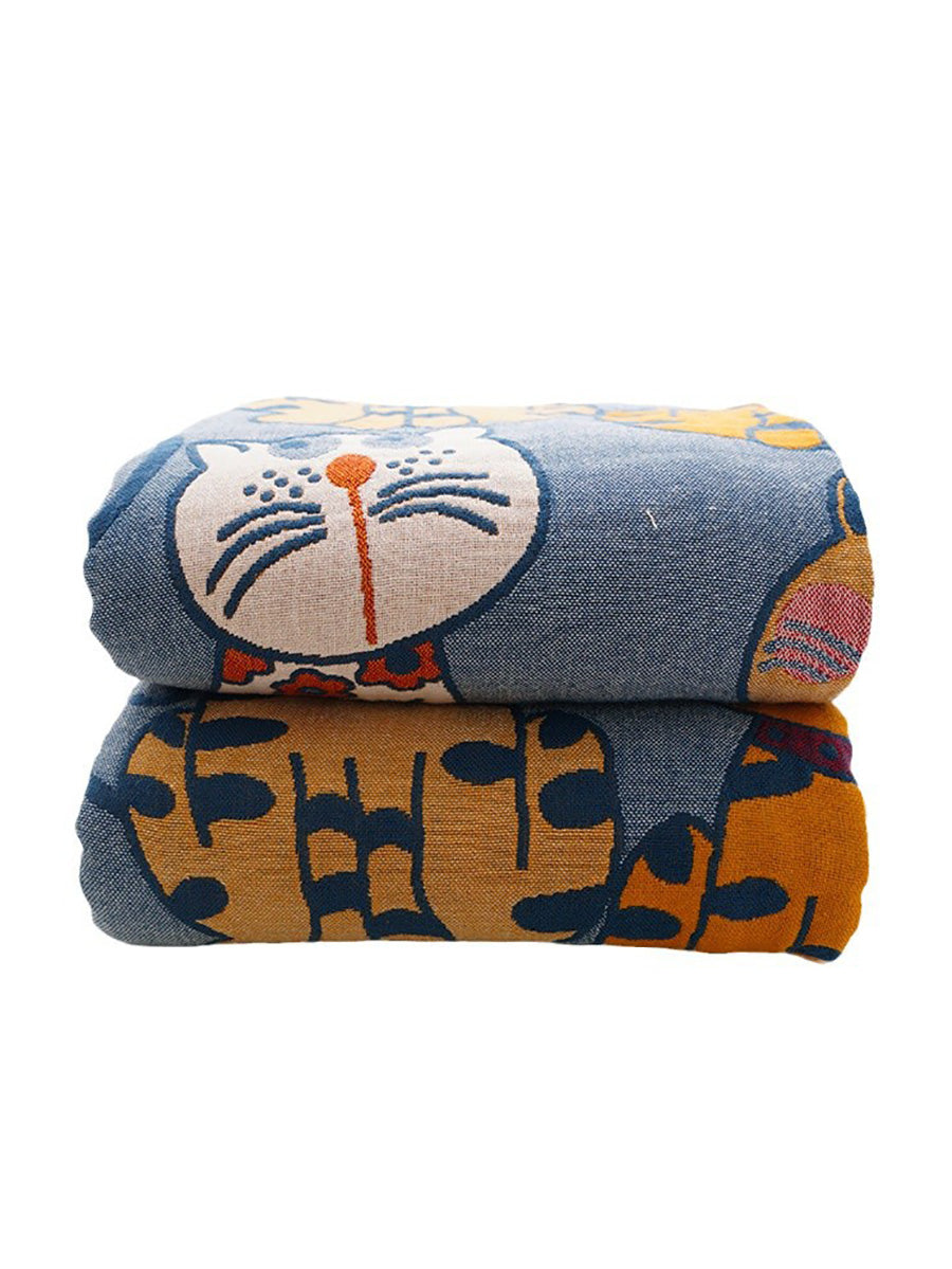 100%Cotton Queen Bedcover Cur Cat Sofa Blanket
