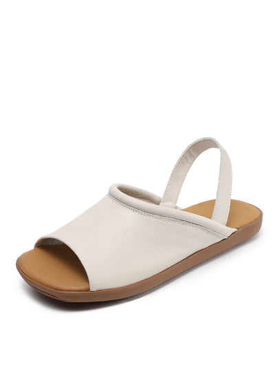 Women Summer Genuine Leather Soft Falt Sandals