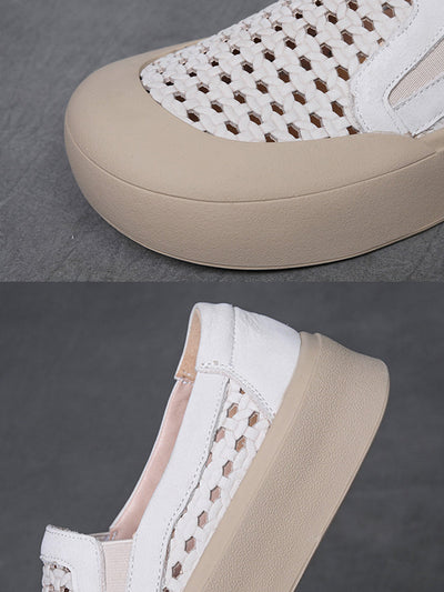 Women Casual Summer Soft Leather Flat Shoes